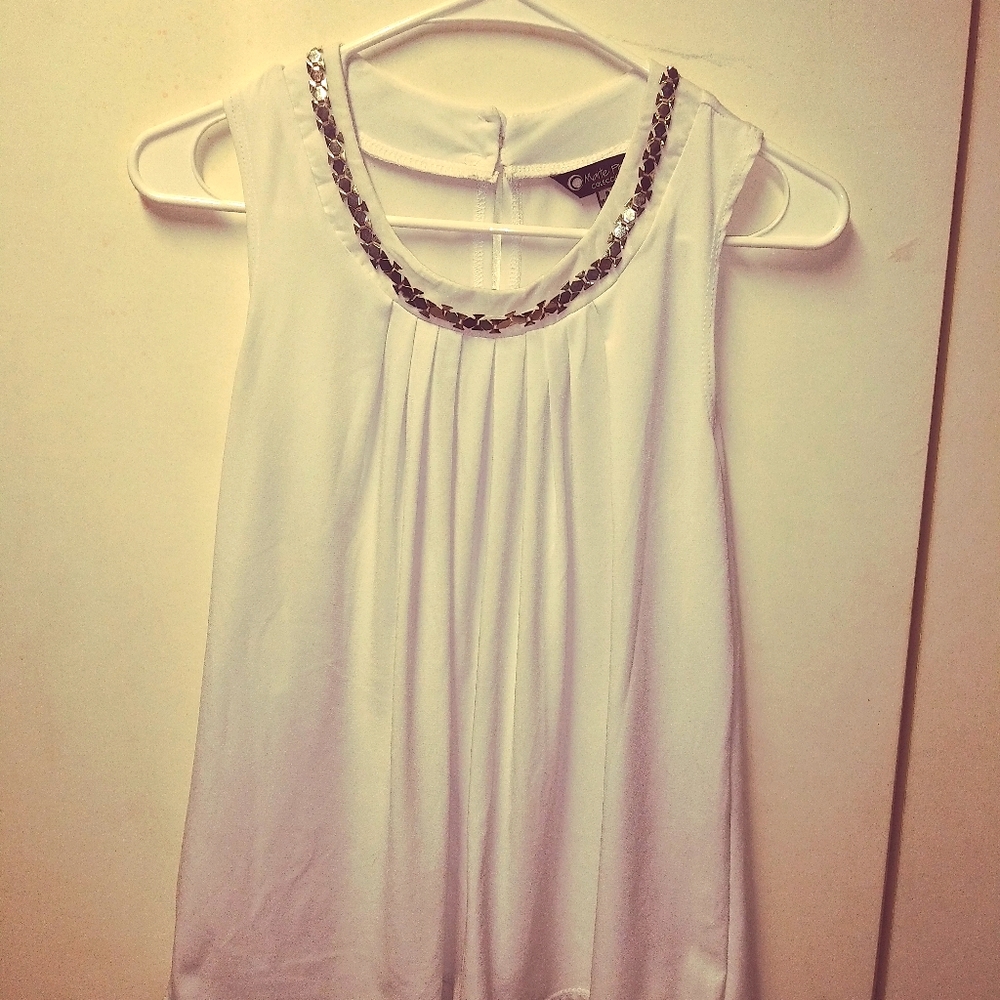 Maite Perroni White Silver studded blouse